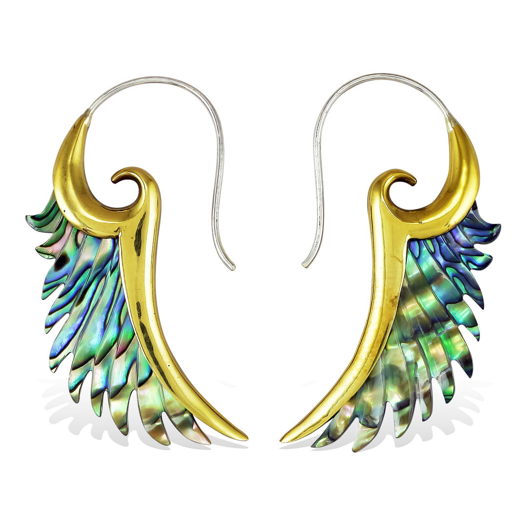 Brass Flared Wings - Abalone