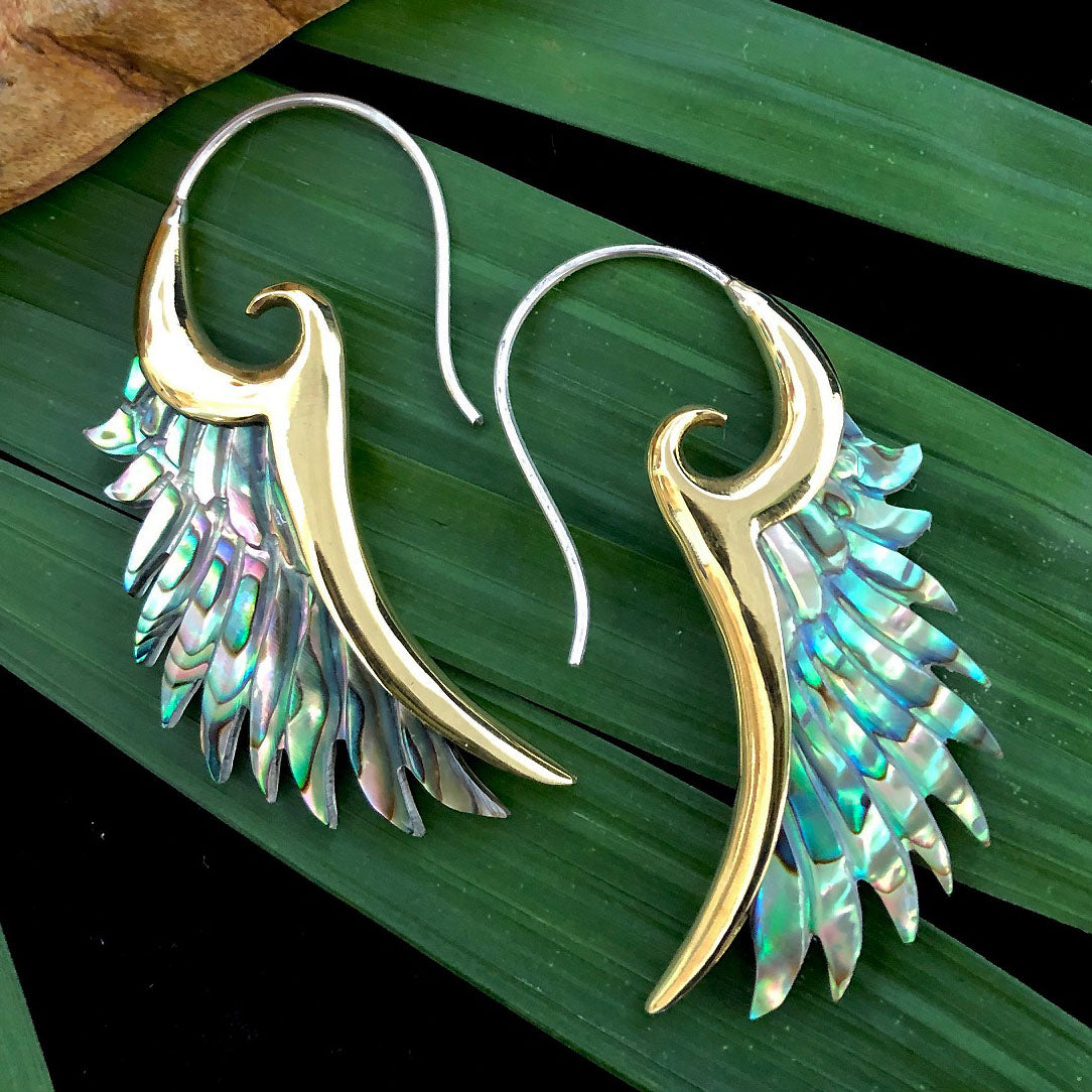 Brass Flared Wings - Abalone