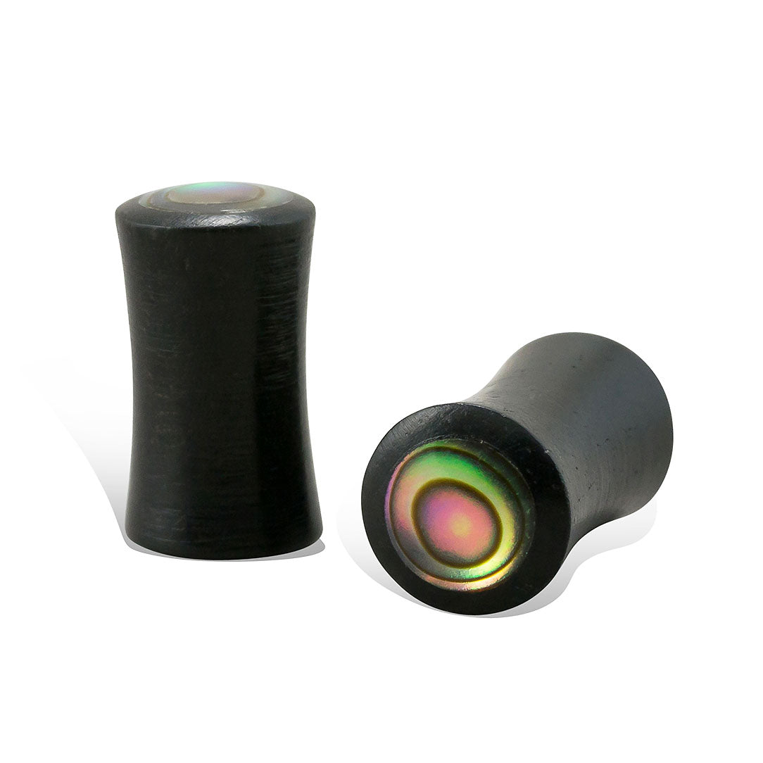 Abalone Plugs - Black Wood