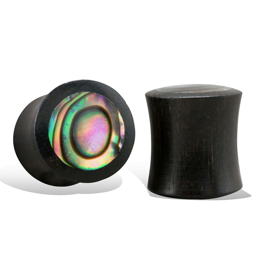 Abalone Plugs - Black Wood