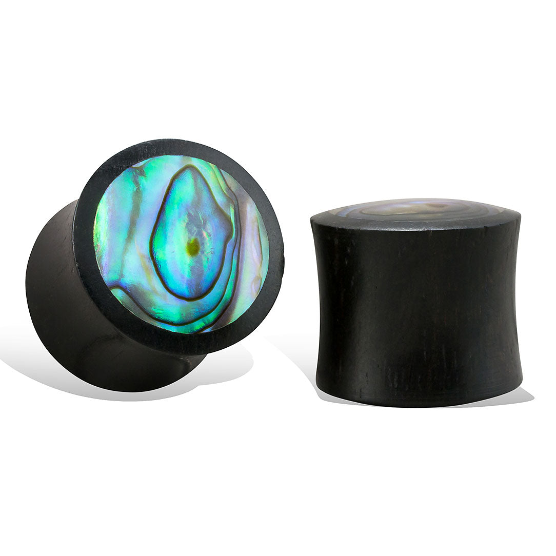 Abalone Plugs - Black Wood