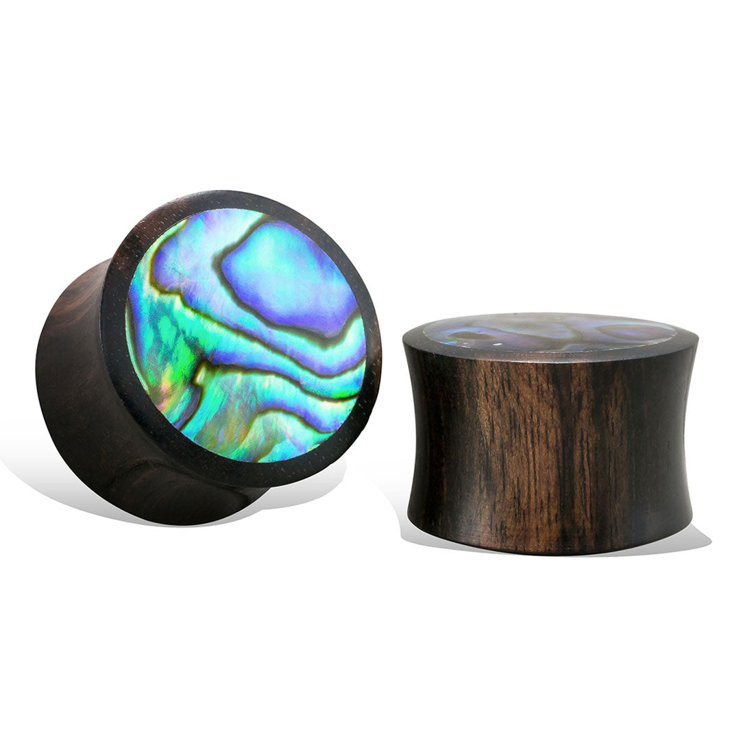 Abalone Plugs - Black Wood