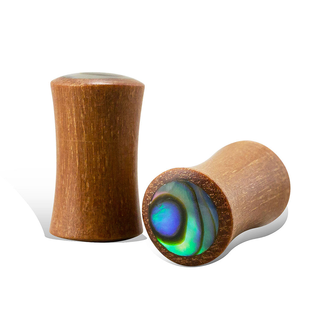 Abalone Plugs - Tan Wood