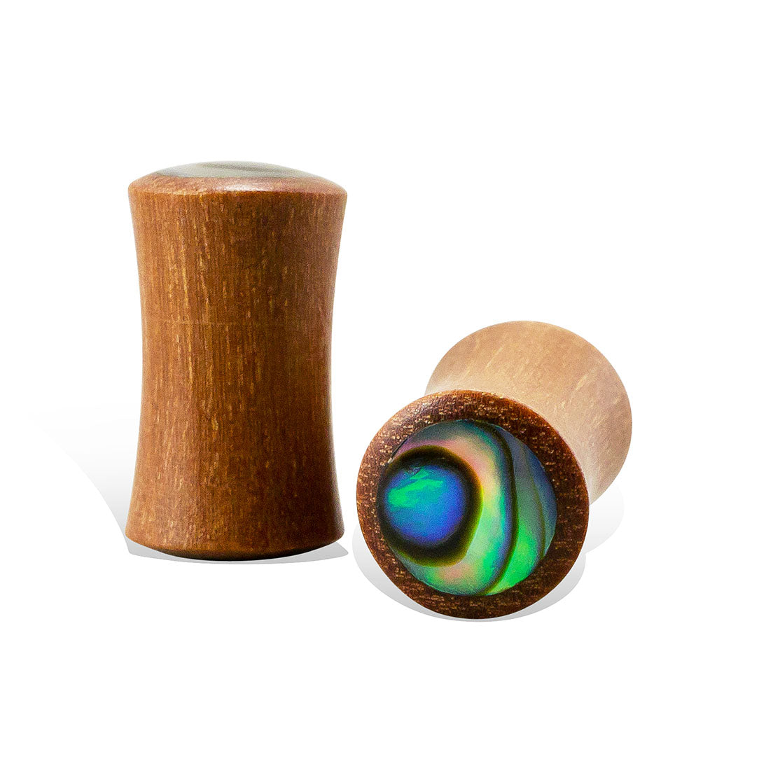 Abalone Plugs - Tan Wood