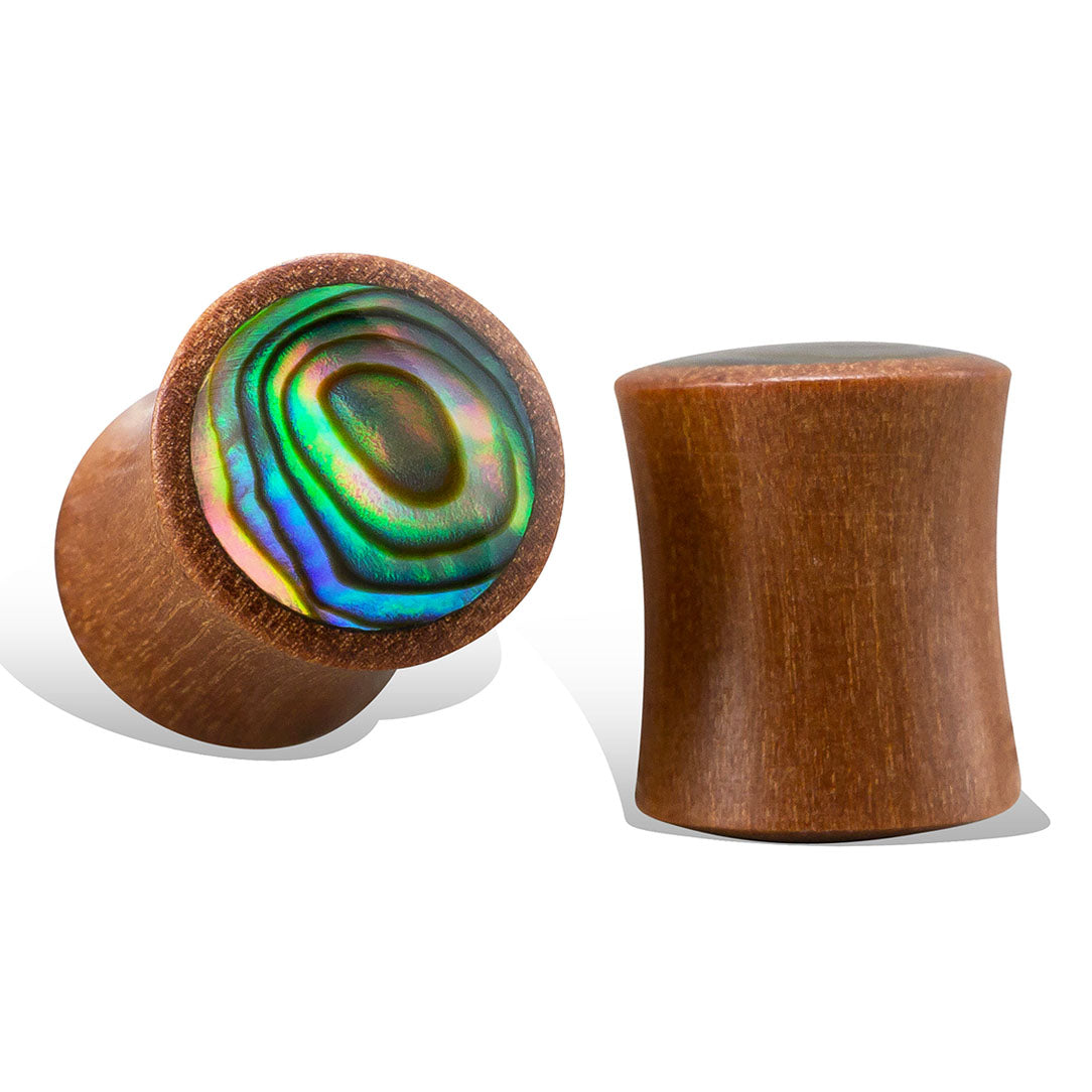 Abalone Plugs - Tan Wood