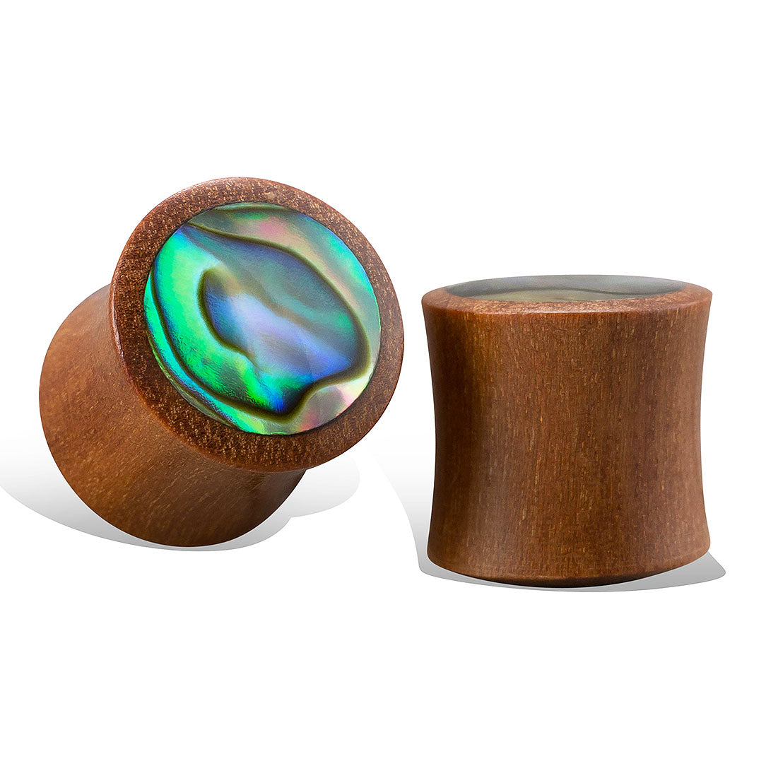 Abalone Plugs - Tan Wood