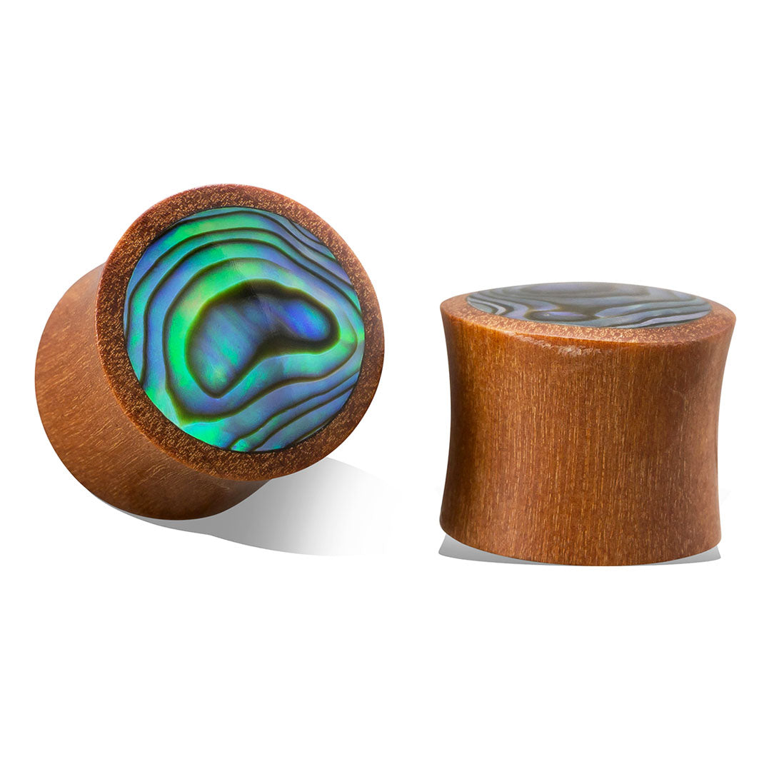 Abalone Plugs - Tan Wood
