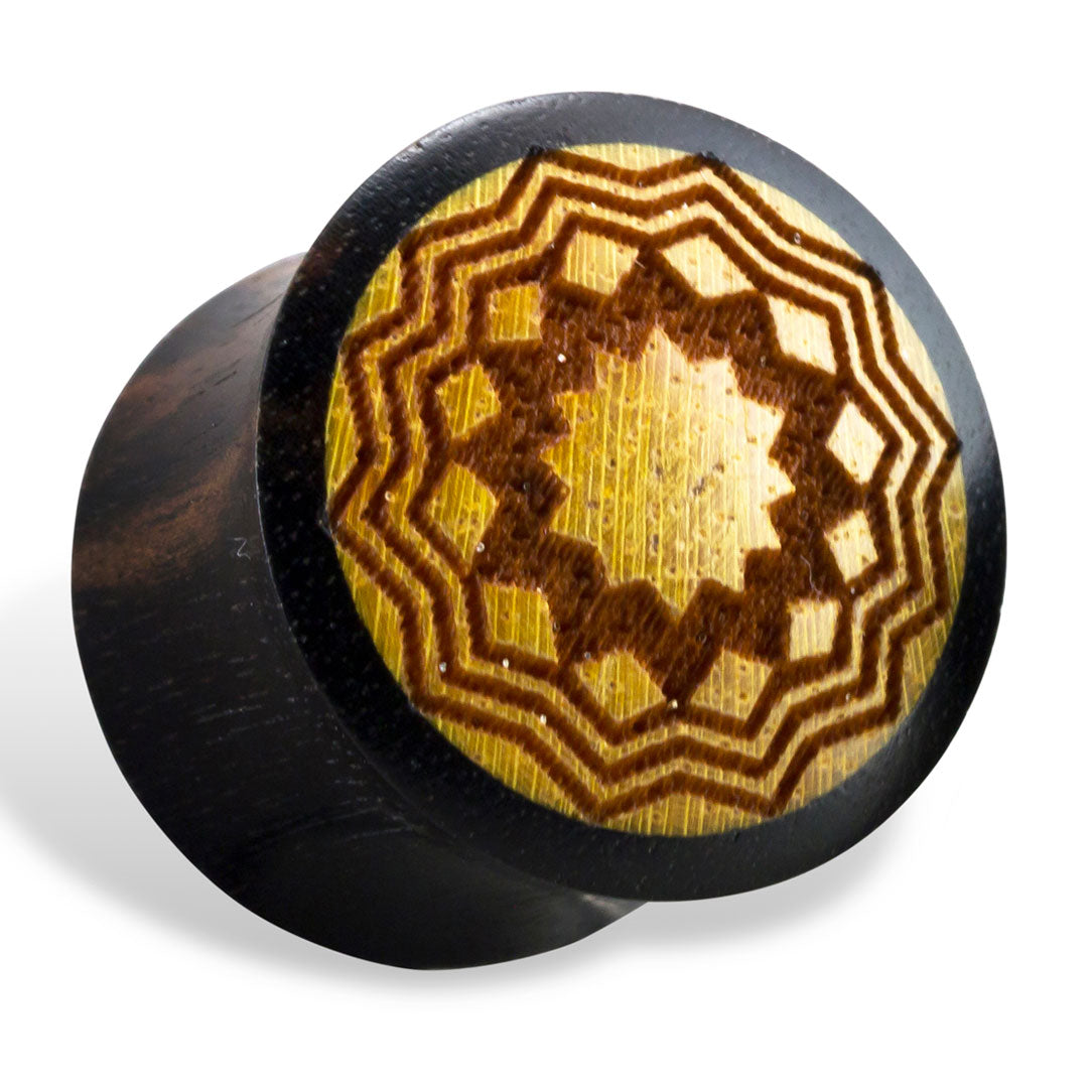 Sun Mandala Plugs - Black Wood