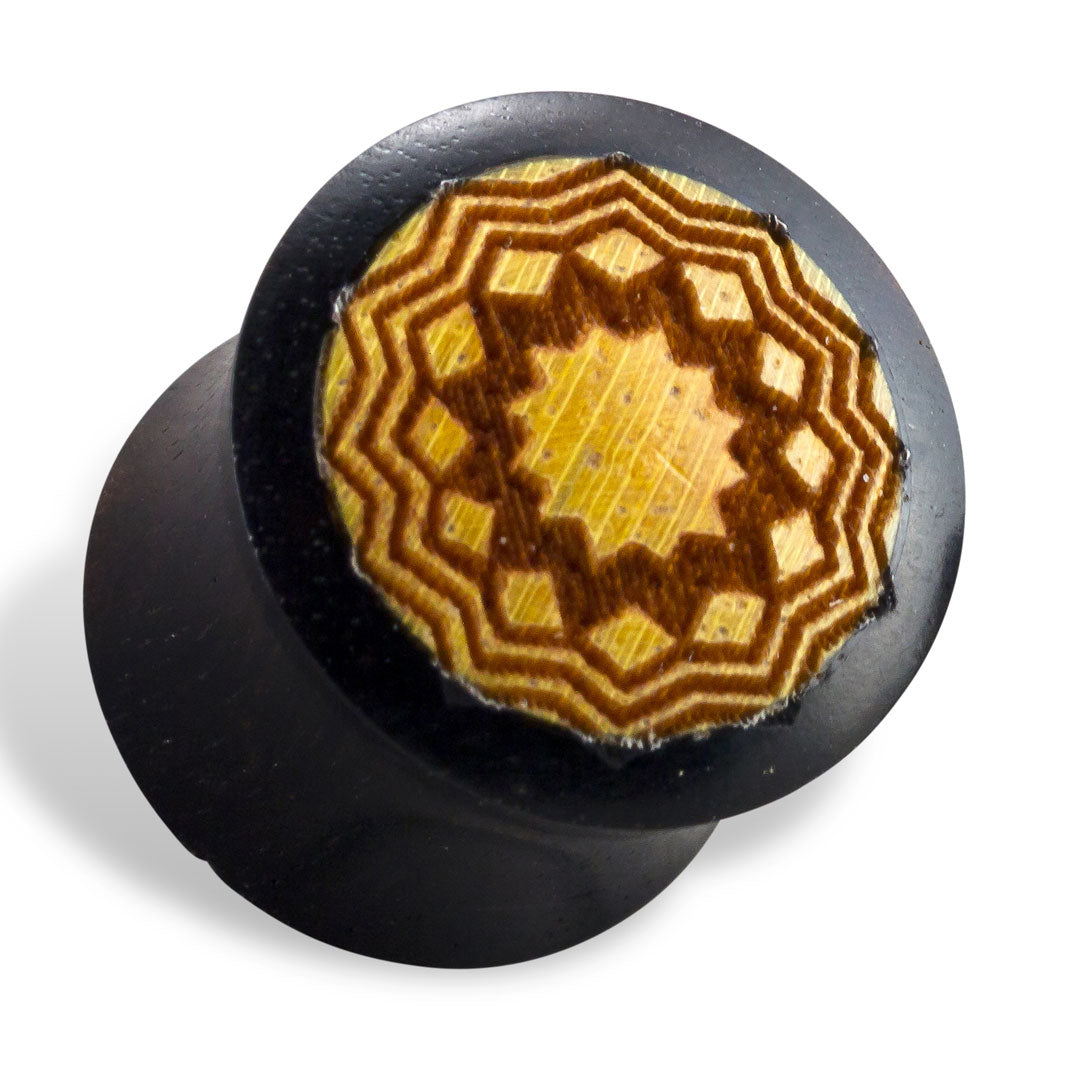 Sun Mandala Plugs - Black Wood