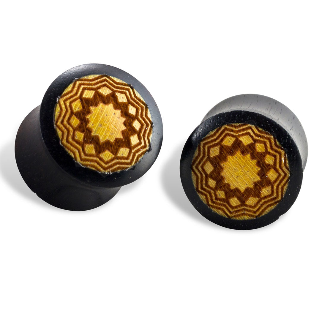Sun Mandala Plugs - Black Wood