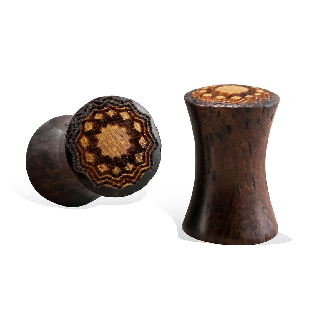 Sun Mandala Plugs - Brown Wood