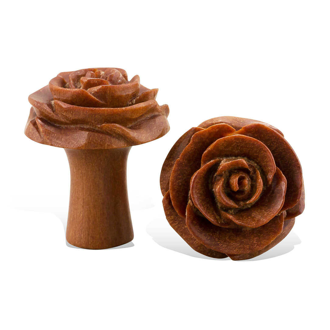 Rose Plugs - Tan Wood