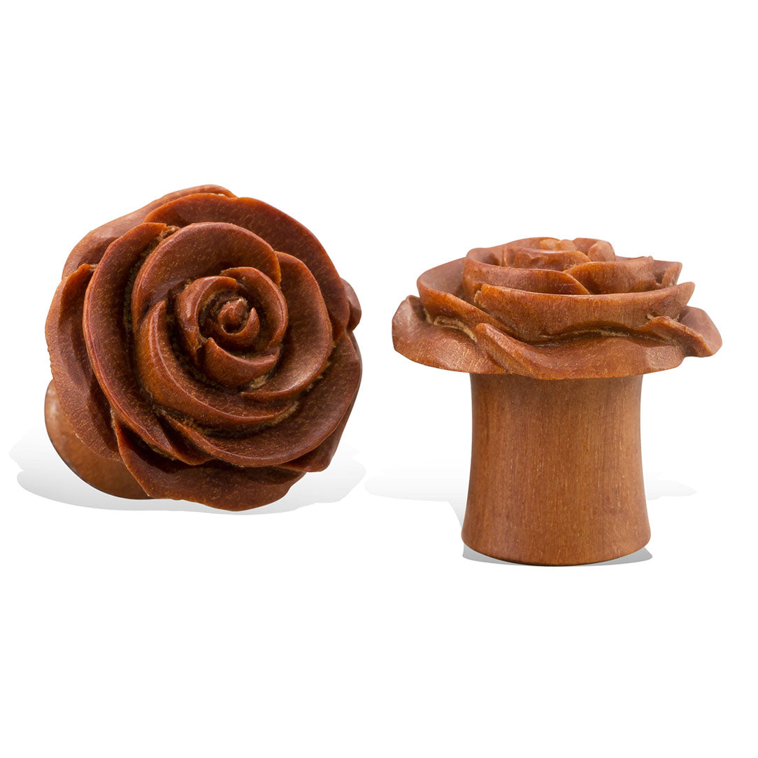 Rose Plugs - Tan Wood
