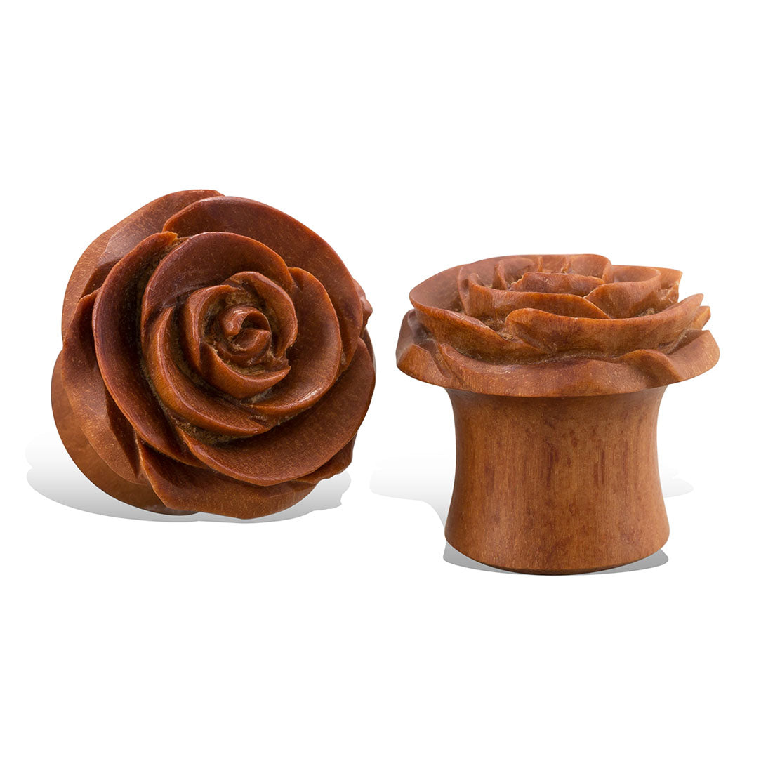 Rose Plugs - Tan Wood