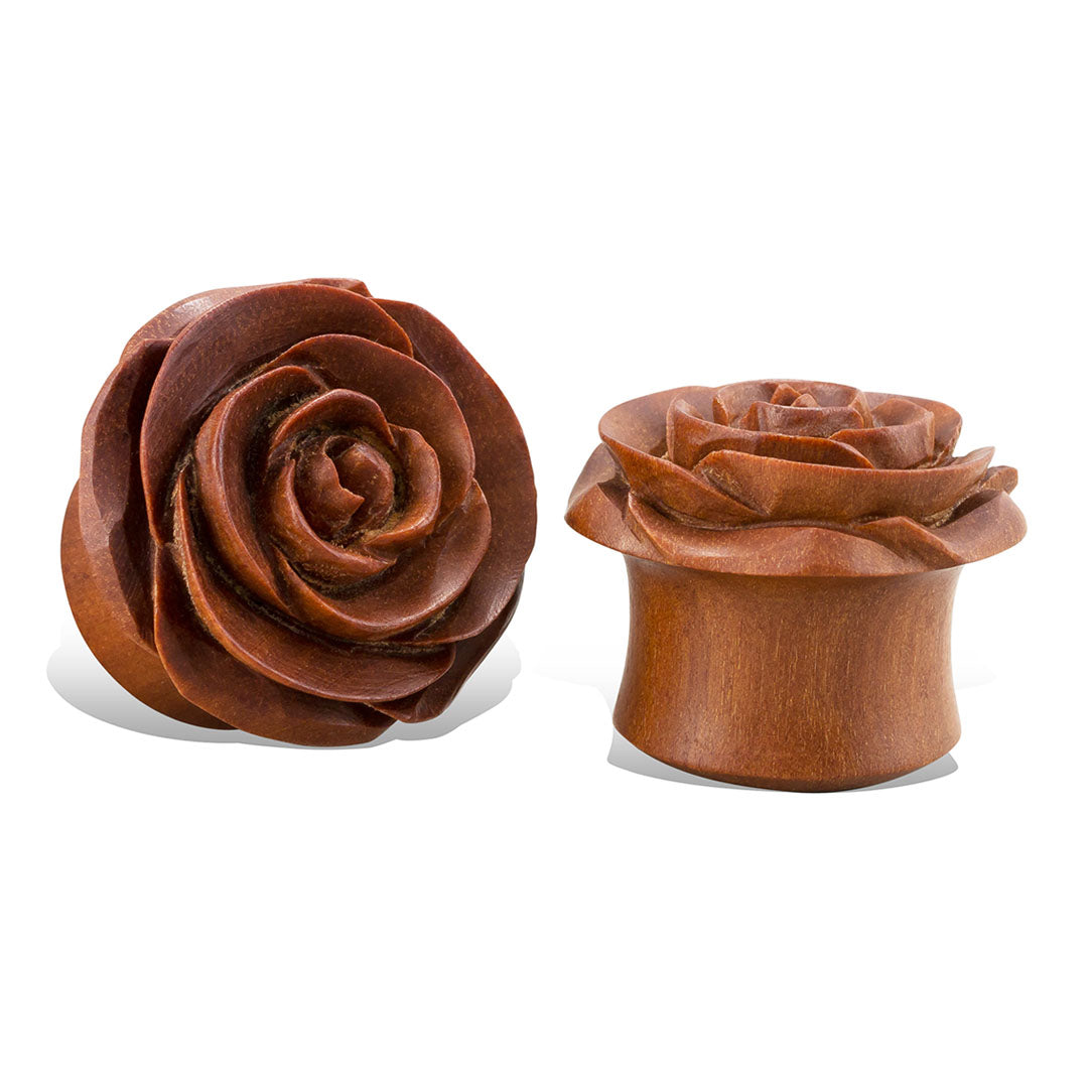 Rose Plugs - Tan Wood
