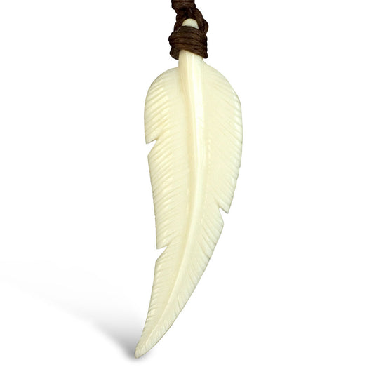 Feather Pendant - Bone