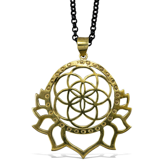 Seed of Life Lotus - Brass Pendant