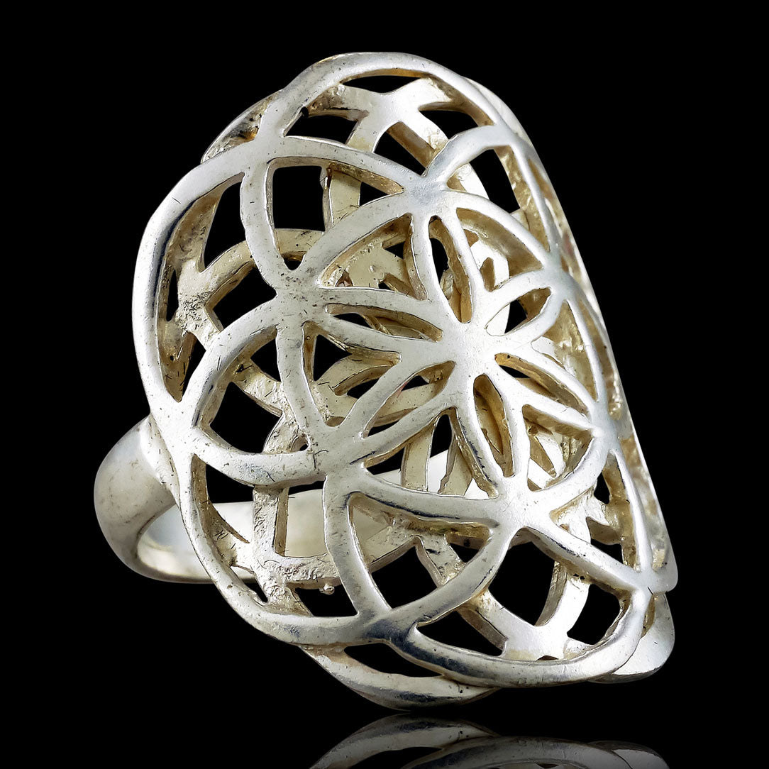 Double Seed of Life Ring - Silver