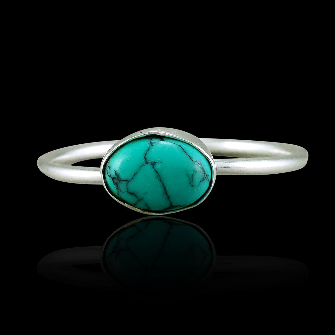 Simple Turquoise Ring - Silver