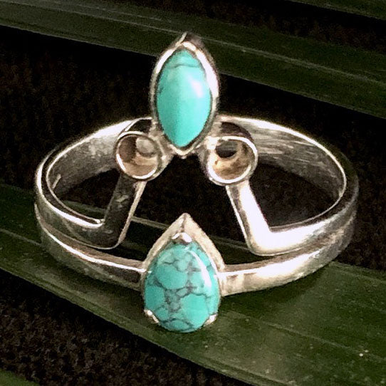 <span>RAS-066<span>: </span></span>Stacked Turquoise Ring - Silver