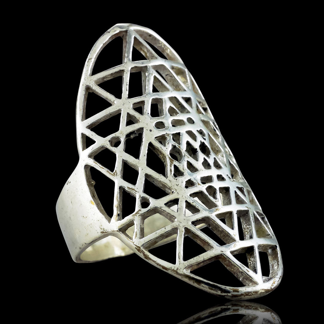 Sri Yantra Temple Ring - Silver