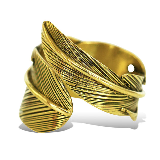 Wrapped Feather Ring - Brass