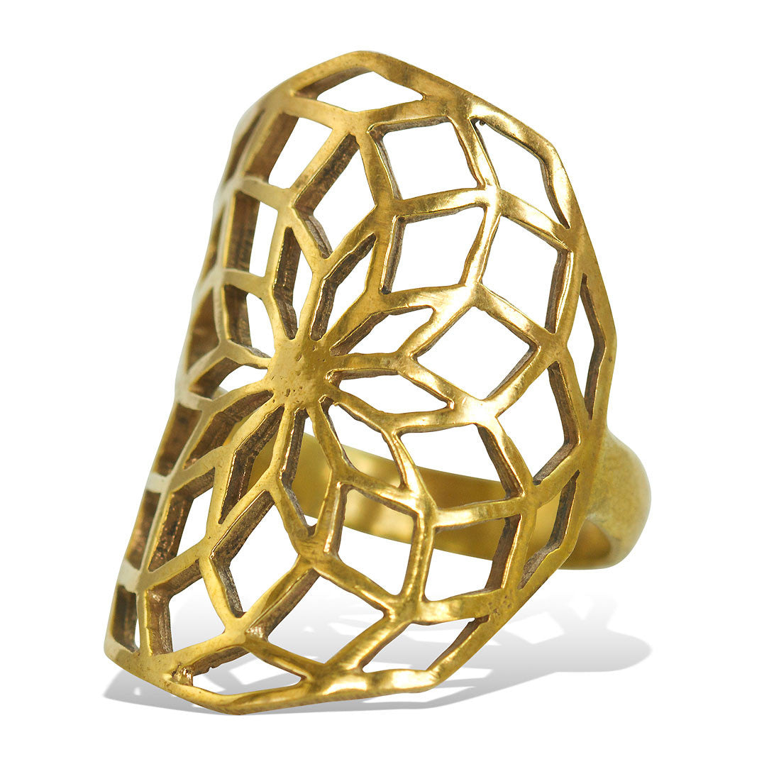 Sacred Flower Ring - Brass