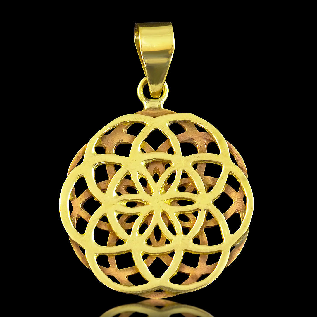 Double Seed of Life - Brass Pendant