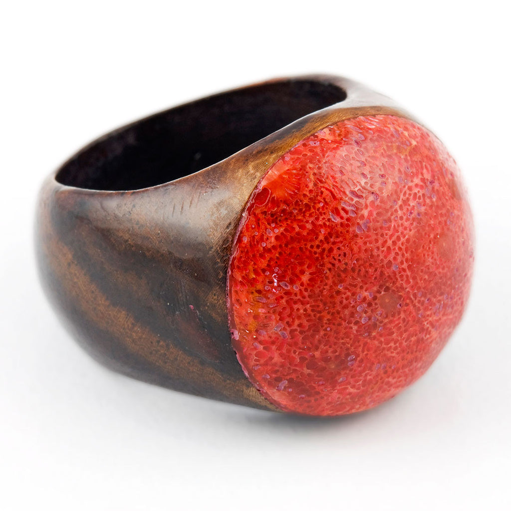 Wooden Ring - Red Coral
